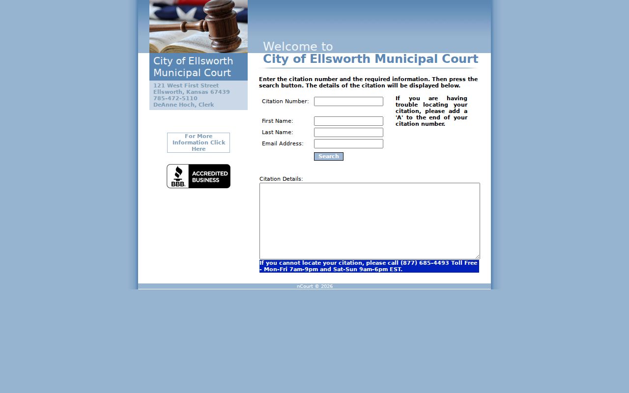 Ellsworth court docket municipal citation lookup