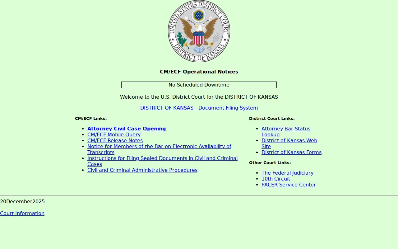 Ellsworth County court records comparison with District of Kansas CM ECF