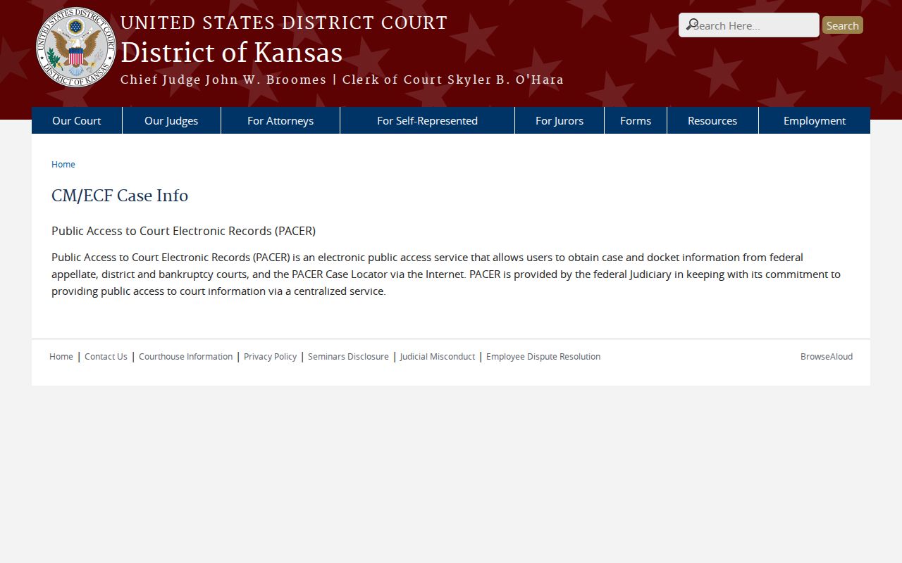Ellsworth County court records comparison with federal PACER access