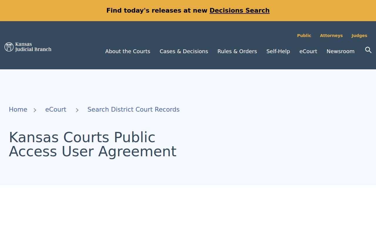 Ellsworth County case search public access portal agreement