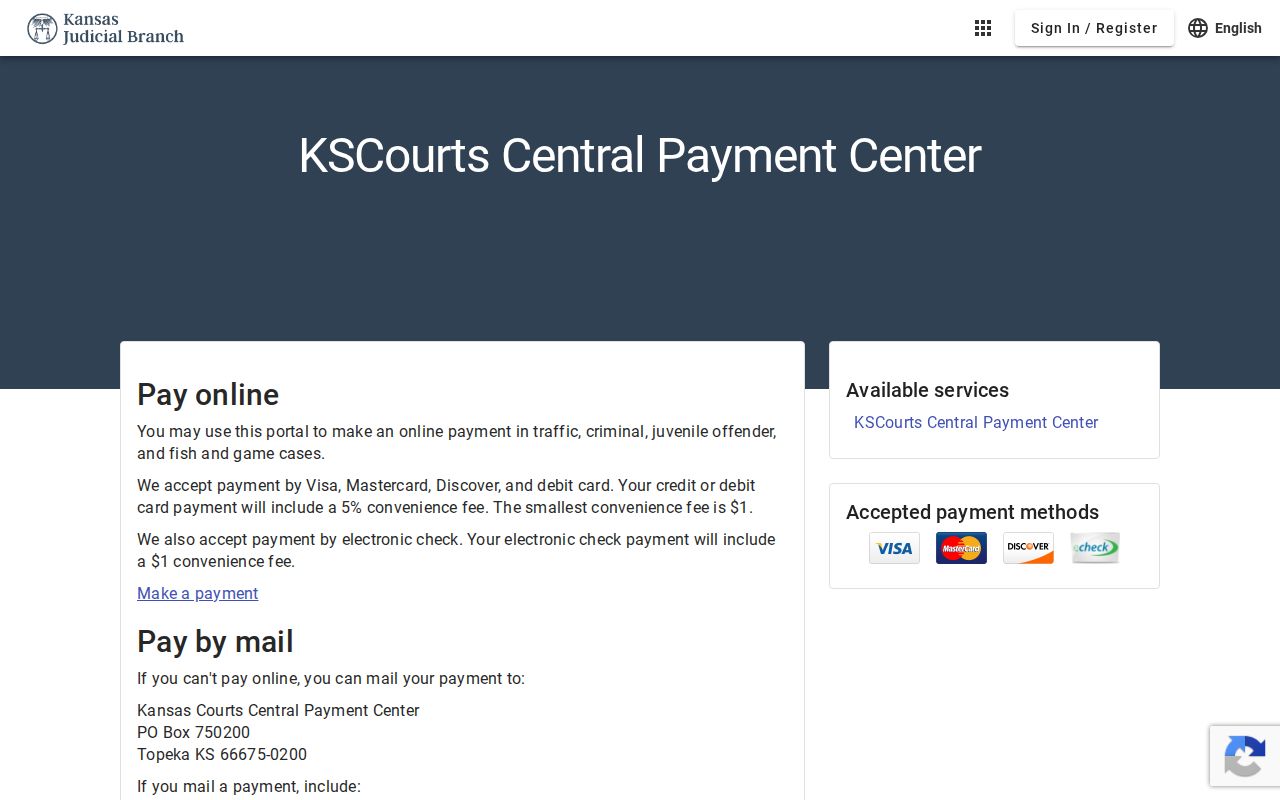 Ellsworth County traffic court records Kansas Central Payment Center