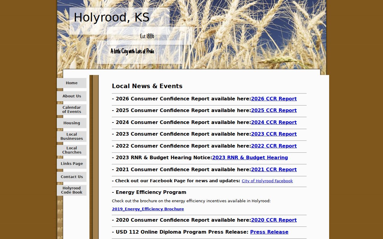 Official City of Holyrood website and City Hall information