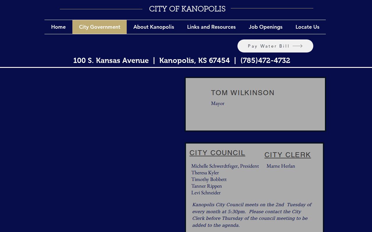 Kanopolis court docket city government contact page